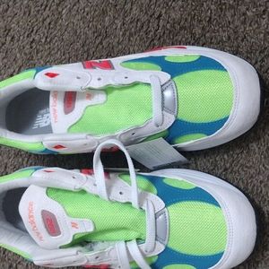 New balance white neon cyan